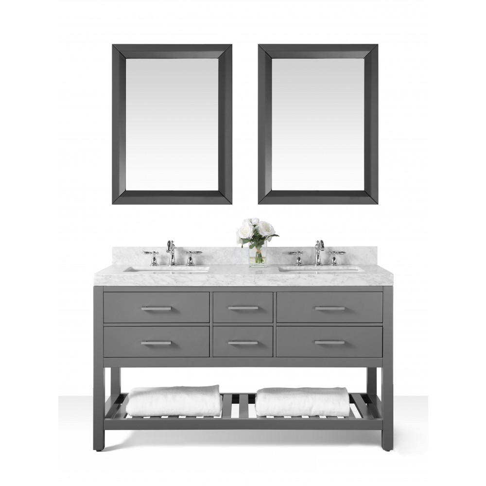 Elizabeth 60 in. Bath Vanity Set in Sapphire Gray with 24 in. Mirror