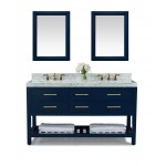 Elizabeth 60 in. Bath Vanity Set in Heritage Blue with 24 in. Mirrors