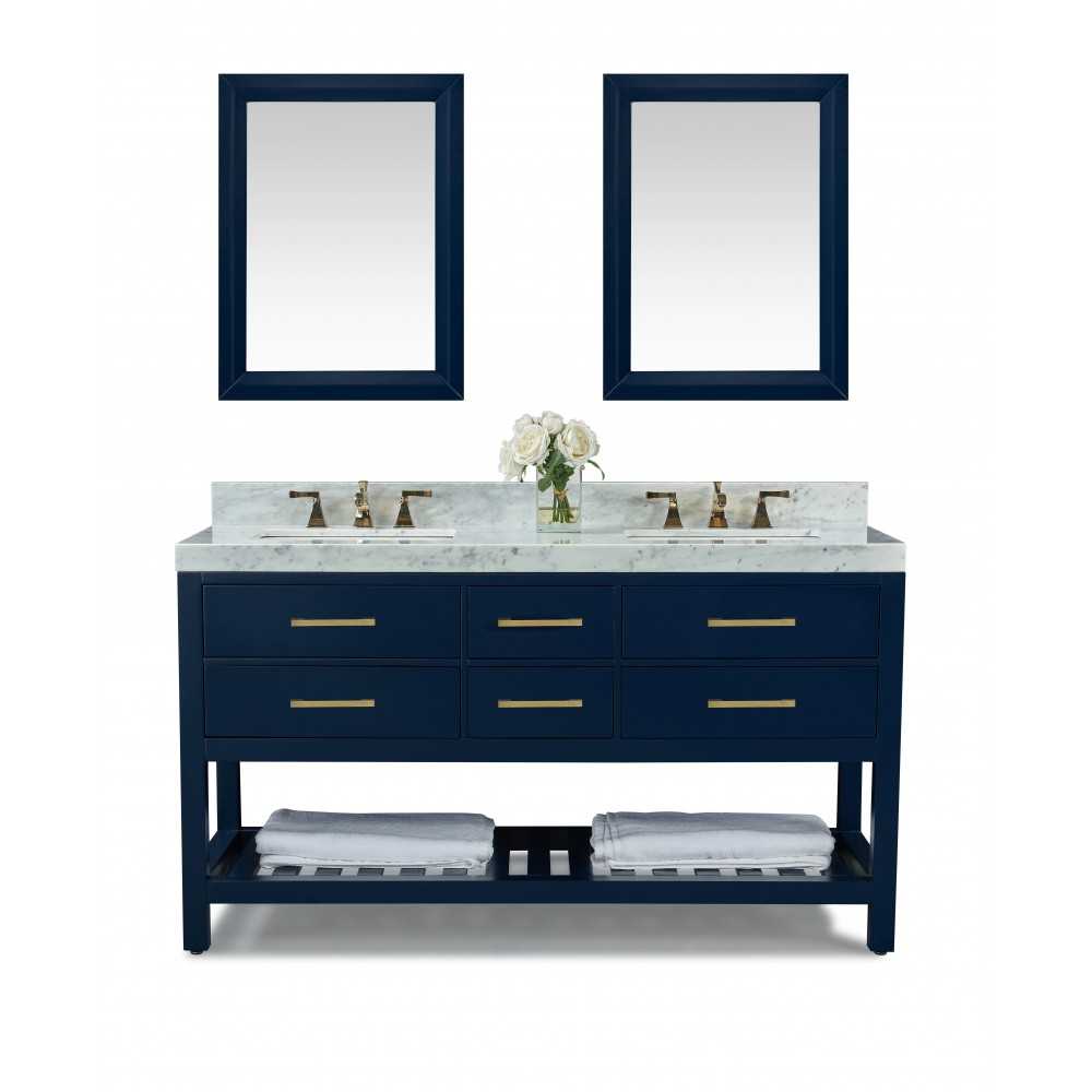 Elizabeth 60 in. Bath Vanity Set in Heritage Blue with 24 in. Mirrors