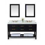 Elizabeth 60 in. Bath Vanity Set in Black Onyx with 24 in. Mirrors