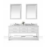 Elizabeth 72 in. Bath Vanity Set in White with 24 in. Mirror