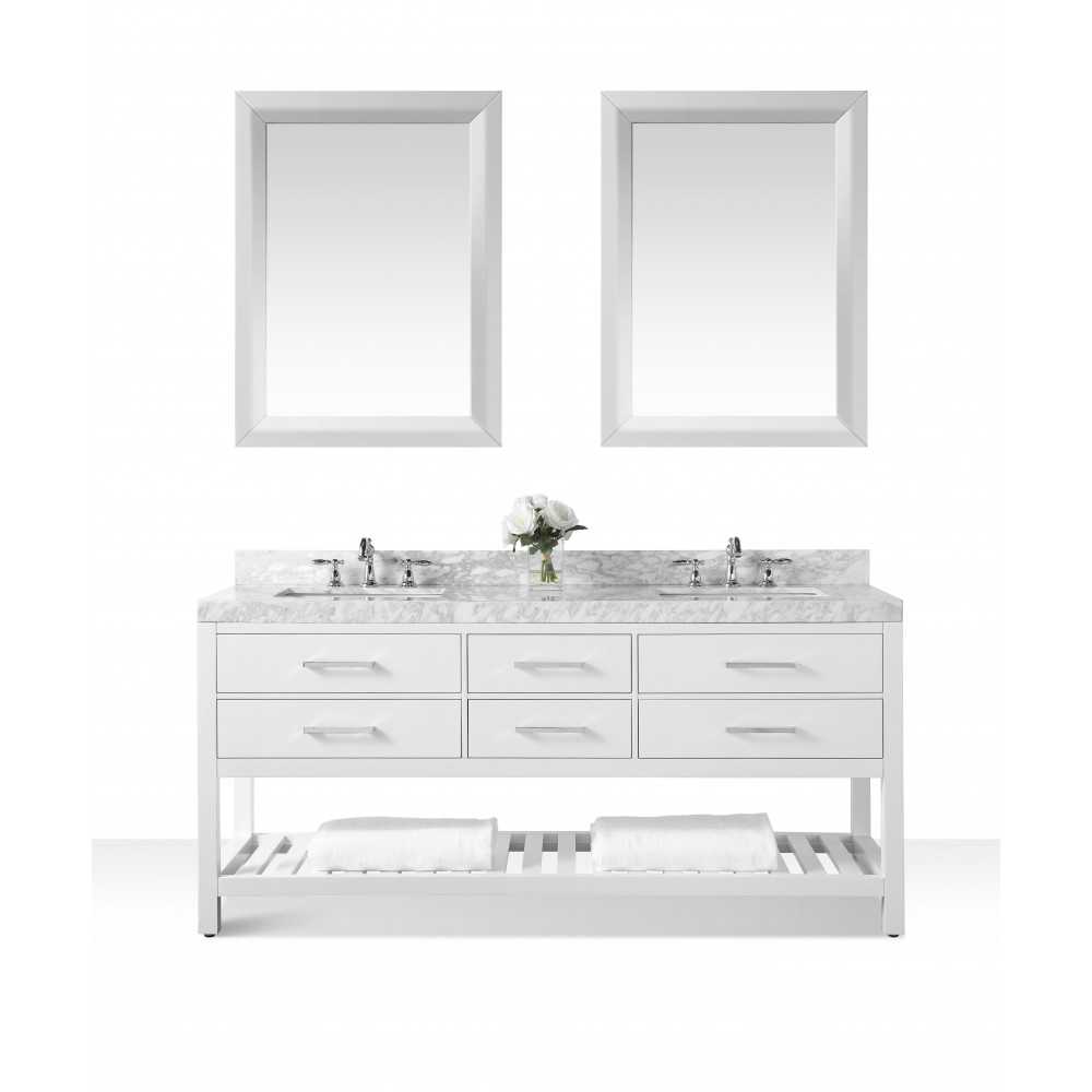 Elizabeth 72 in. Bath Vanity Set in White with 24 in. Mirror