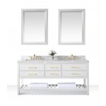 Elizabeth 72 in. Bath Vanity Set in White with 24 in. Mirrors