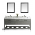 Elizabeth 72 in. Bath Vanity Set in Sapphire Gray with 24 in. Mirror