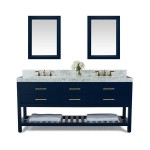 Elizabeth 72 in. Bath Vanity Set in Heritage Blue with 24 in. Mirrors