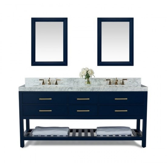 Elizabeth 72 in. Bath Vanity Set in Heritage Blue with 24 in. Mirrors