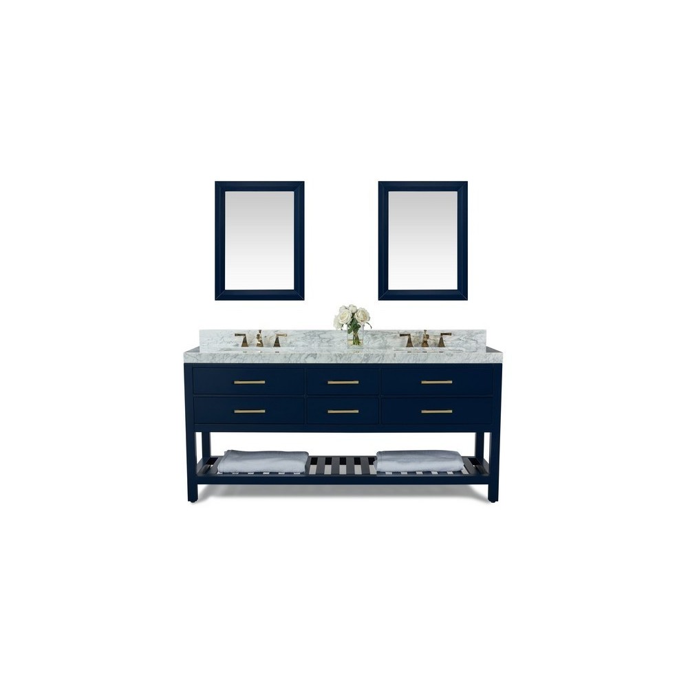 Elizabeth 72 in. Bath Vanity Set in Heritage Blue with 24 in. Mirrors