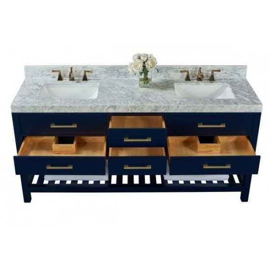 Elizabeth 72 in. Bath Vanity Set in Heritage Blue with 24 in. Mirrors