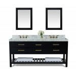 Elizabeth 72 in. Bath Vanity Set in Black Onyx with 24 in. Mirrors