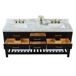 Elizabeth 72 in. Bath Vanity Set in Black Onyx with 24 in. Mirrors
