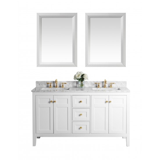 Maili 60 in. Bath Vanity Set in White with 24 in. Mirrors