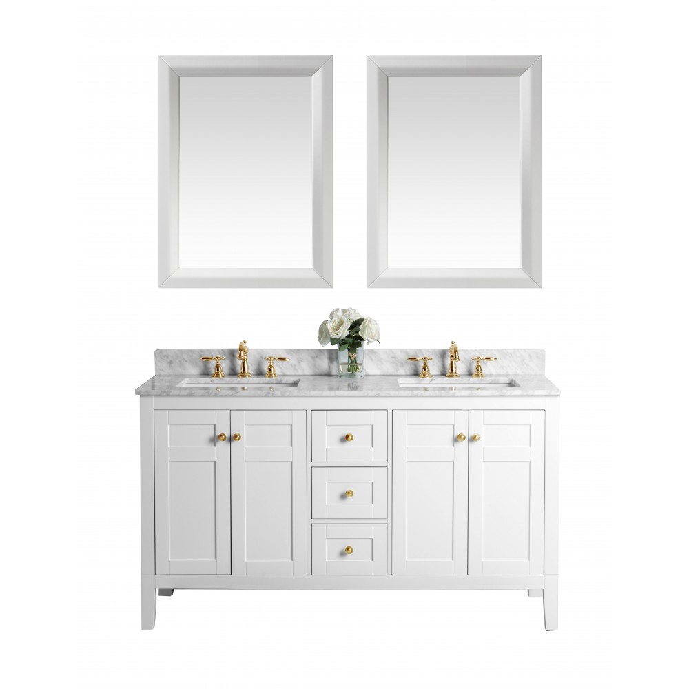 Maili 60 in. Bath Vanity Set in White with 24 in. Mirrors