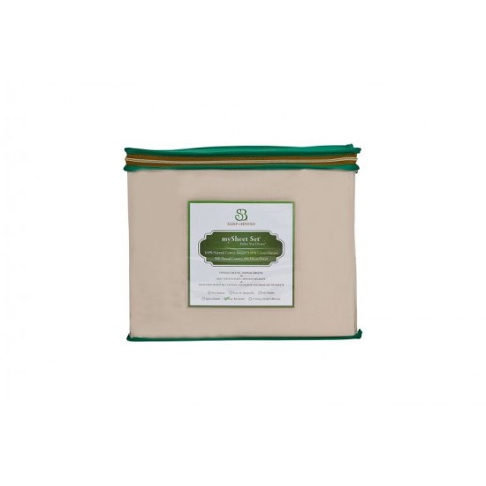 mySheet Set, 100% Natural Cotton Sheet Set, King, Up to 18"