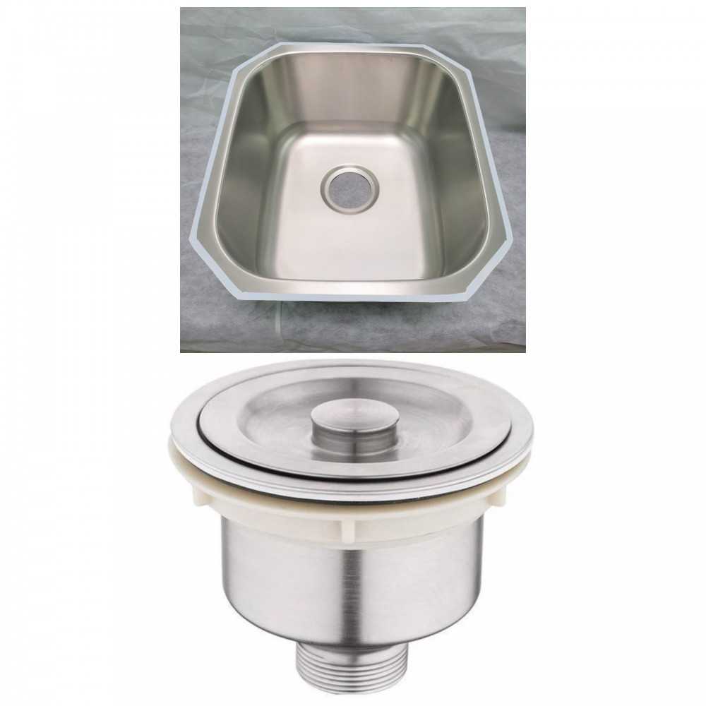 17-in. W Undermount Brushed Nickel Kitchen Sink Set For Deck Mount Drilling - Strainer Included