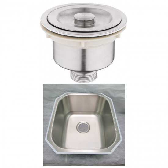 17-in. W Undermount Brushed Nickel Kitchen Sink Set For Wall Mount Drilling - Strainer Included