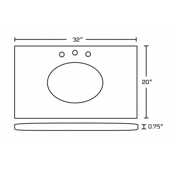 32-in. W 20-in. D Stone Top In Beige Color For 3H8-in. Faucet