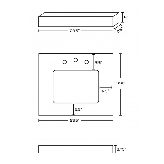 23.5-in. W 19.5-in. D Stone Top In Beige Color For 3H8-in. Faucet