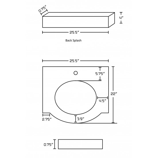 25.5-in. W 22-in. D Stone Top In Bianca Carara Color For 1 Hole Faucet