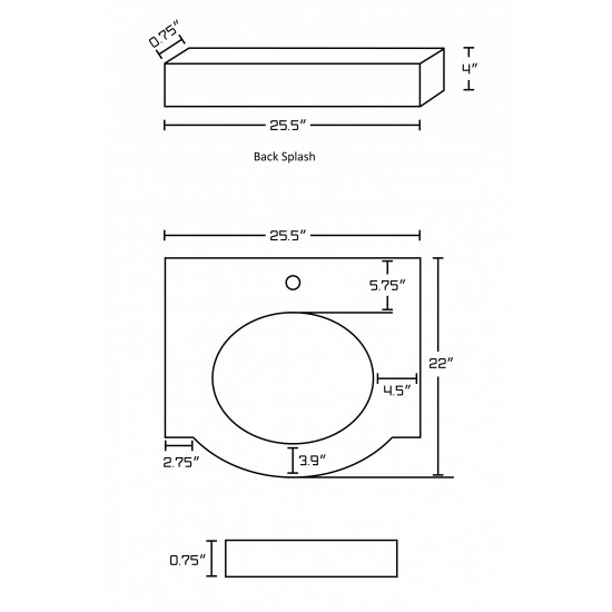 25.5-in. W 22-in. D Stone Top In Beige Color For 1 Hole Faucet