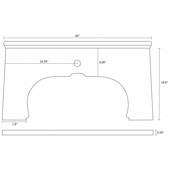 33-in. W 16.5-in. D Stone Top In Bianca Carara Color For Deck Mount Faucet