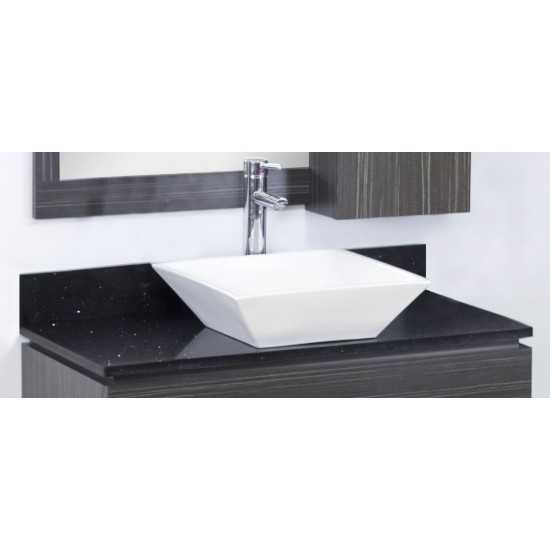 36-in. W 18.5-in. D Stone Top In Black Galaxy Color For Deck Mount Faucet