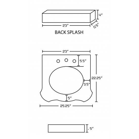 25.25-in. W 22.25-in. D Stone Top In Bianca Carara Color For 3H8-in. Faucet