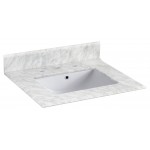 23.5-in. W 19.5-in. D Marble Top With Backsplash In Bianca Carara Color For 3H8-in. Faucet - White UM Sink