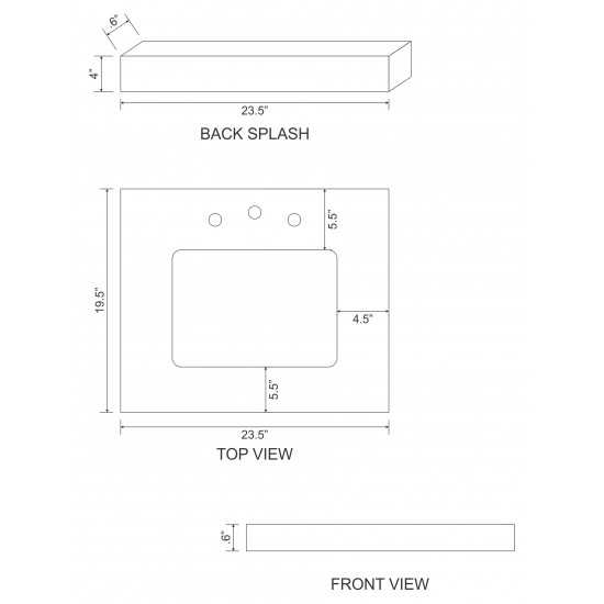 23.5-in. W 19.5-in. D Marble Top With Backsplash In Bianca Carara Color For 3H8-in. Faucet - White UM Sink