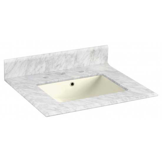 23.5-in. W 19.5-in. D Marble Top With Backsplash In Bianca Carara Color For 3H8-in. Faucet - Biscuit UM Sink