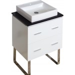 24-in. W Floor Mount White Vanity Set For 1 Hole Drilling Black Galaxy Top