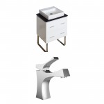 24-in. W Floor Mount White Vanity Set For 1 Hole Drilling Black Galaxy Top