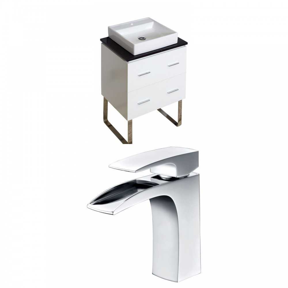 24-in. W Floor Mount White Vanity Set For 1 Hole Drilling Black Galaxy Top