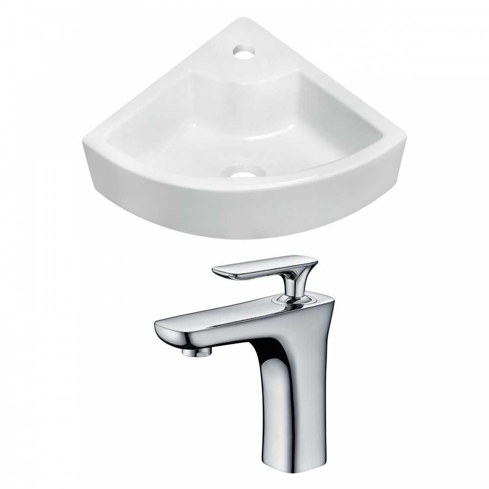 26.25-in. W Above Counter White Vessel Set For 1 Hole Center Faucet