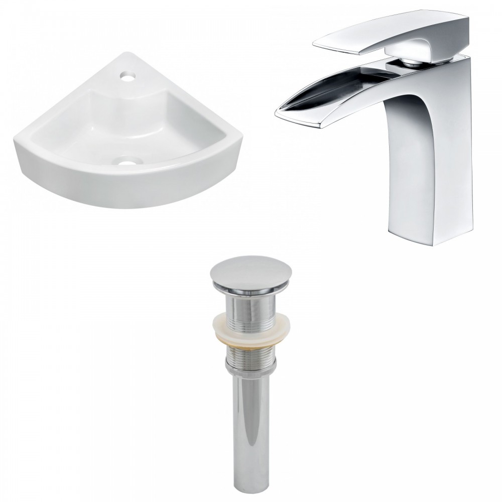 26.25-in. W Above Counter White Vessel Set For 1 Hole Center Faucet