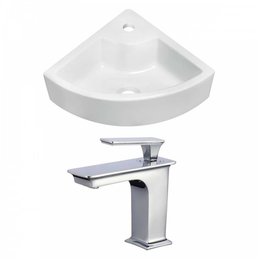 26.25-in. W Above Counter White Vessel Set For 1 Hole Center Faucet