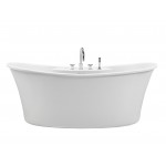 Freestanding Soaking Bath with Deck for Faucet, White 60x32x21.5