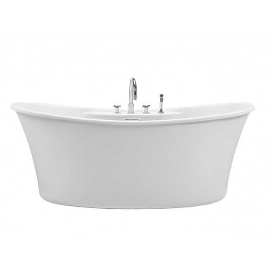 Freestanding Soaking Bath with Deck for Faucet, White 60x32x21.5