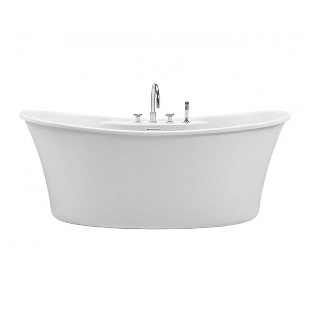 Freestanding Soaking Bath with Deck for Faucet, White 66.5x36x23.5