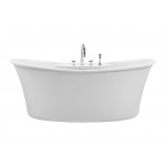 Freestanding Soaking Bath with Deck for Faucet Virtual Spout, White 66.5x36x23.5