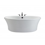 Freestanding Soaking Bath with Deck for Faucet, above rough Virtual Spout, White