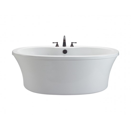 Freestanding Soaking Bath with Deck for Faucet, above rough Virtual Spout, White