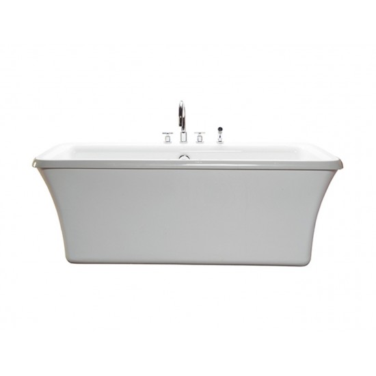 Freestanding Soaking Bath with Virtual Spout, Biscuit 65.5x35.75x22.5