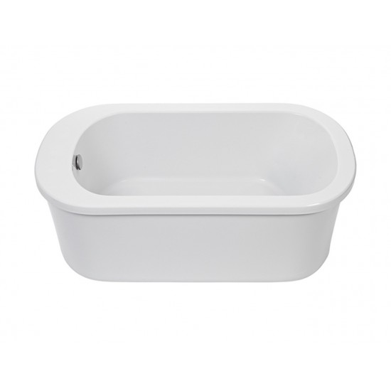 Freestanding Soaking Bath above rough Virtual Spout, White 58x32x22