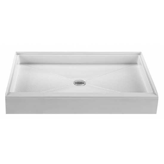Shower Base with Center Drain, White 48x32