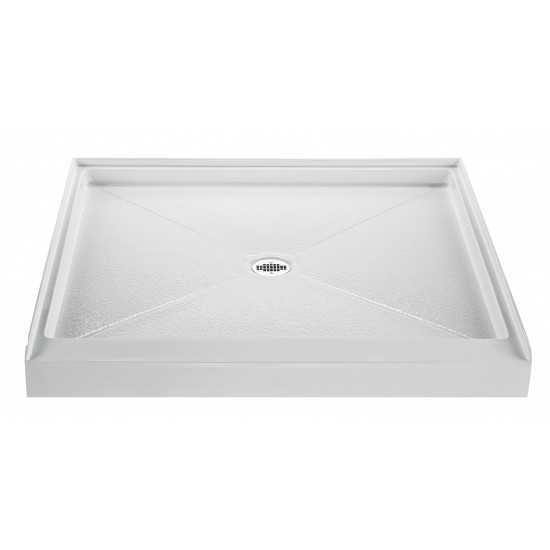 Shower Base with Center Drain, White 48x42