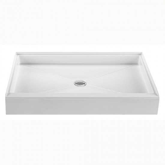 Shower Base with Center Drain, White 59.75x34