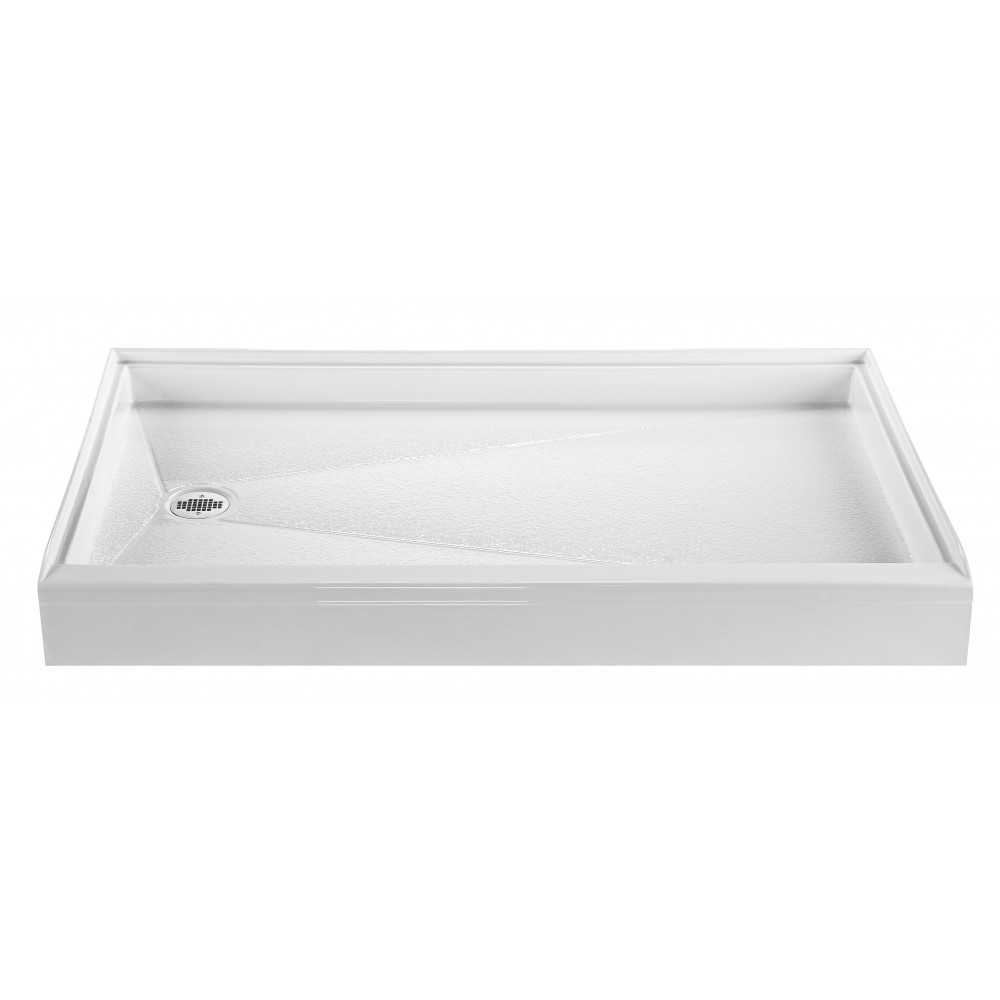 Shower Base with Left Hand Drain, White 59.625x32.25