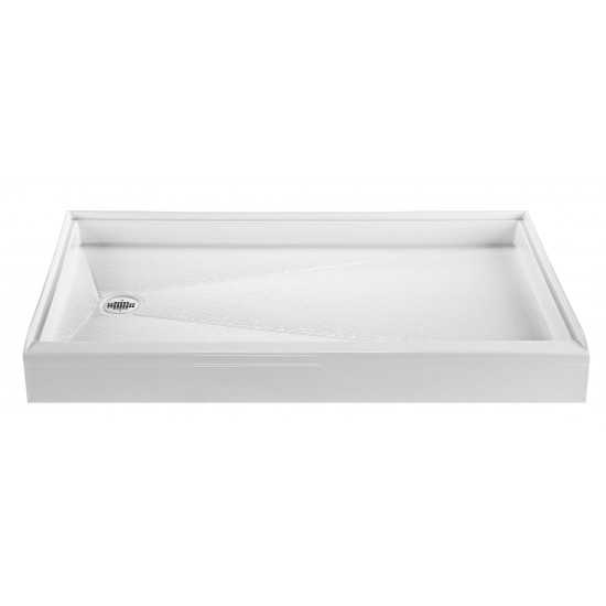 Shower Base with Left Hand Drain, White 59.625x35.75