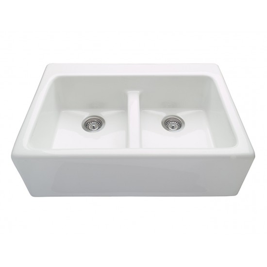 The  Appalachian double-bowl Kitchen Sink, Biscuit RKS234B