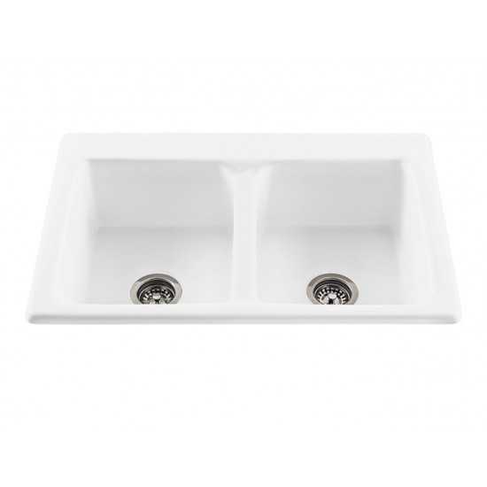 The Endurance double-bowl Kitchen Sink, White 33.25 x 22.25